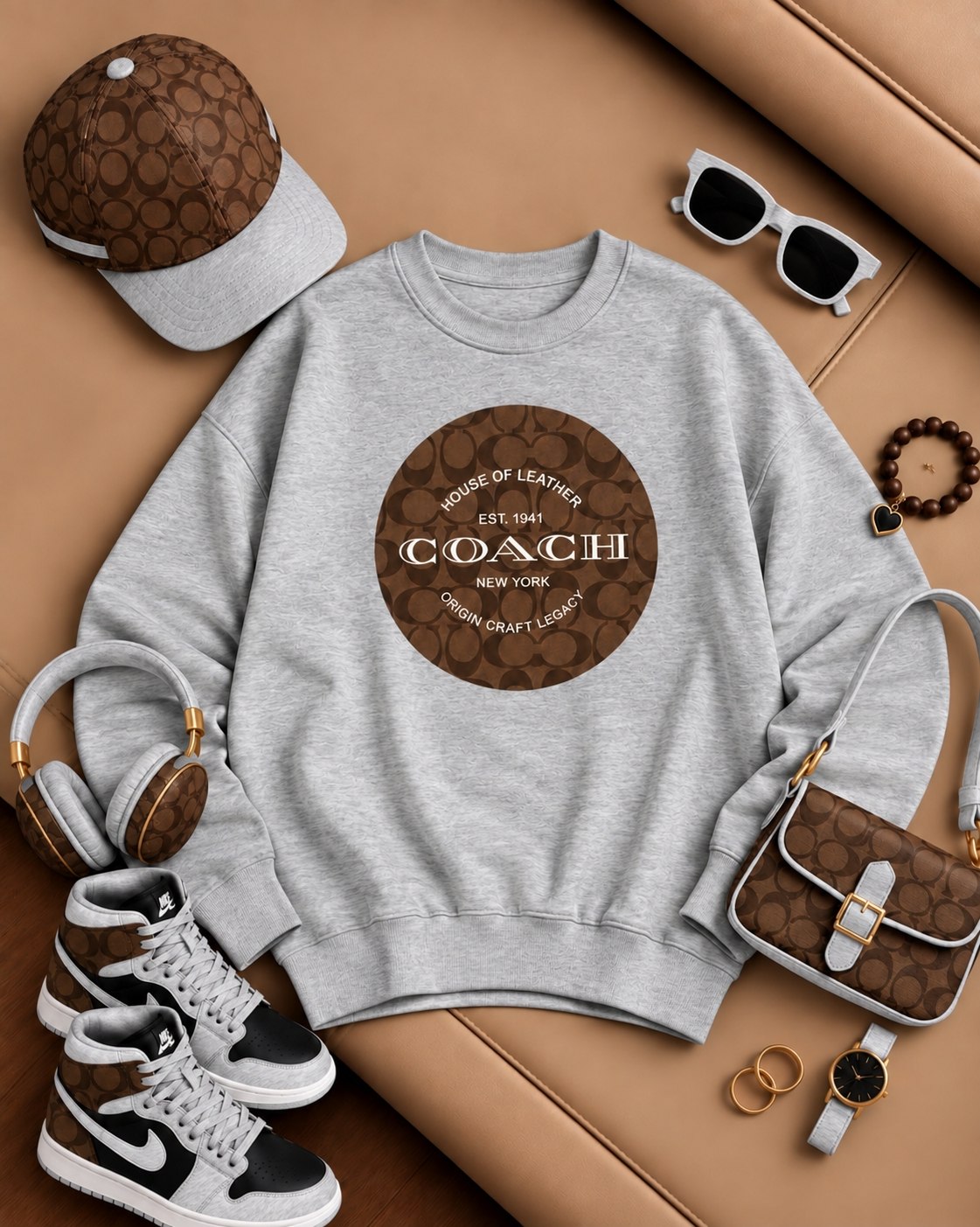 بلوز دورس زنانه توکرکی یقه گرد طرح Coach کد 80762