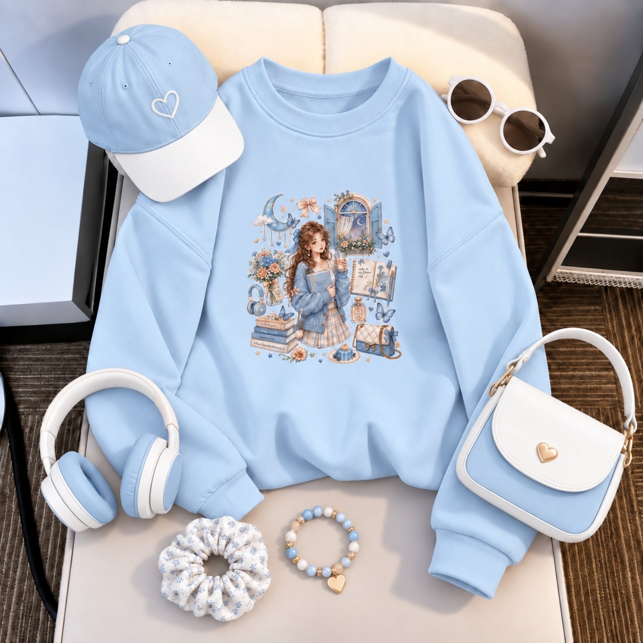 بلوز دورس زنانه توکرکی یقه گرد تاپ برند دختر آبی کد 80764